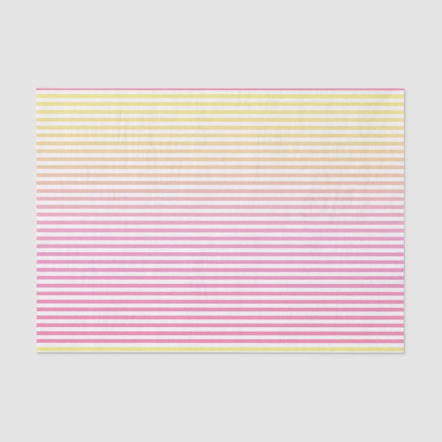 Whimsical Yellow Pink Ombre / Gradient Striped Tissue Paper (Front)