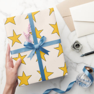 Whimsical Yellow Stars Wrapping Paper