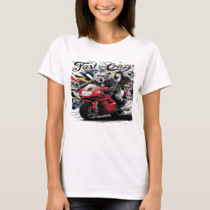 Whimsical Yeti Bigfoot Biker Cruising Through Wild T-Shirt