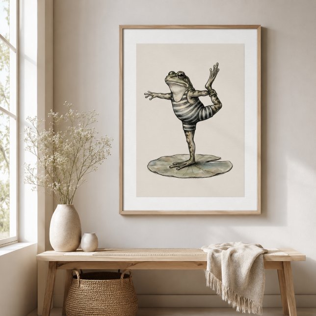 Whimsical Yoga Frog on Lily Pad Poster (Creator Uploaded)