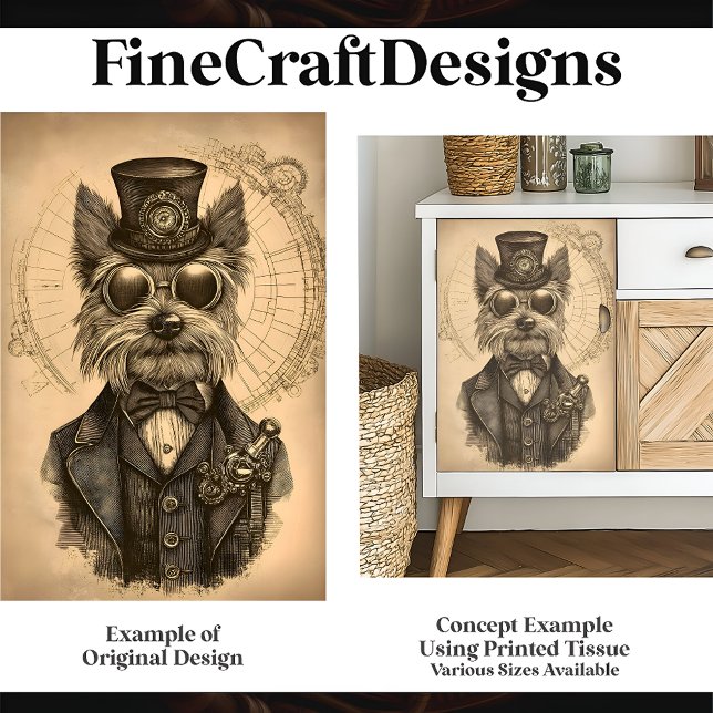 Whimsical Yorkshire Terrier, Yorkie H1 Decoupage  Tissue Paper (Creator Uploaded)