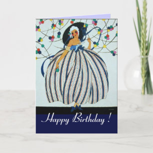 WHIMSICAL YOUNG GIRL / Happy Birthday Card