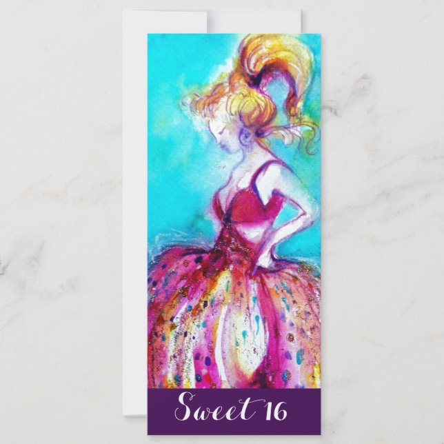 WHIMSICAL YOUNG GIRL SWEET 16 BIRTHDAY PARTY INVITATION (Front)