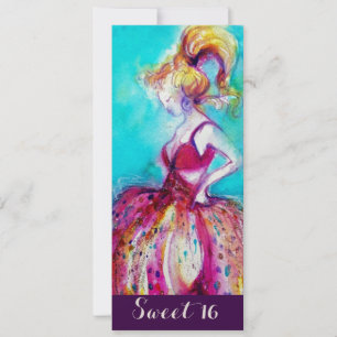WHIMSICAL YOUNG GIRL SWEET 16 BIRTHDAY PARTY INVITATION