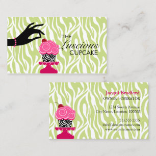 Whimsical Zebra Cupcake Bakery Business Card