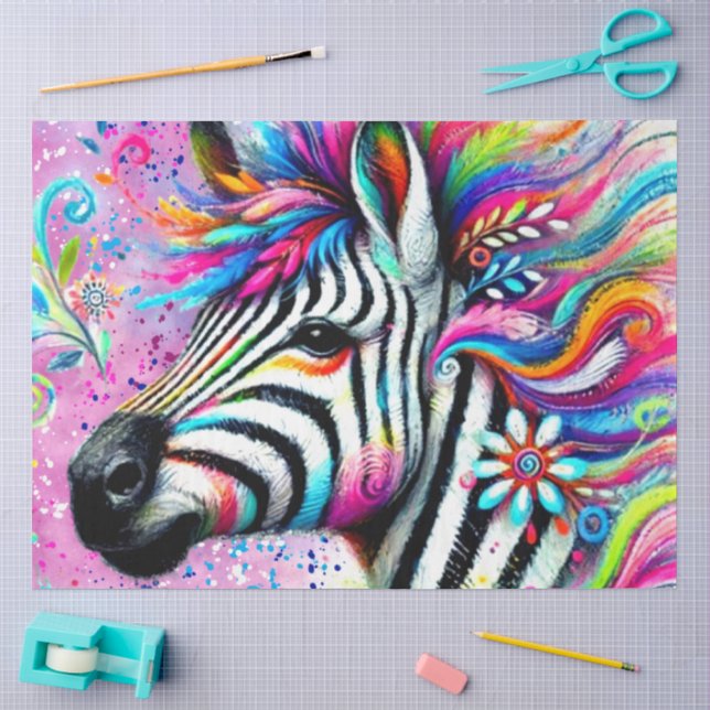 Whimsical Zebra Floral Daisy Decoupage Tissue Paper (Craft)