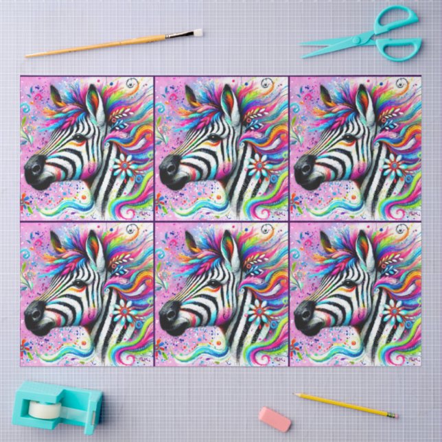 Whimsical Zebra Floral Daisy Decoupage Tissue Paper (Craft)