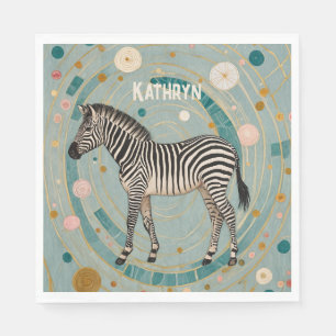 Whimsical Zebra Personalised Napkin