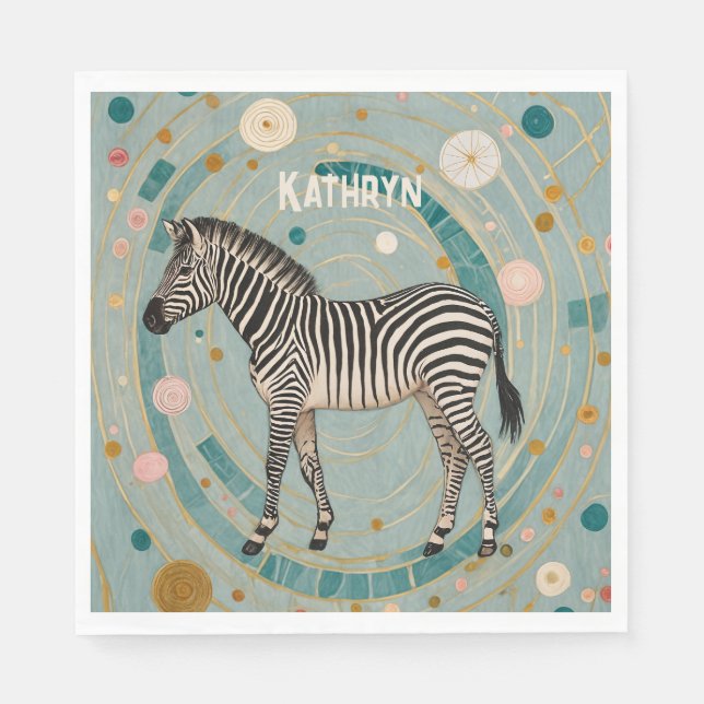 Whimsical Zebra Personalised Napkin (Front)