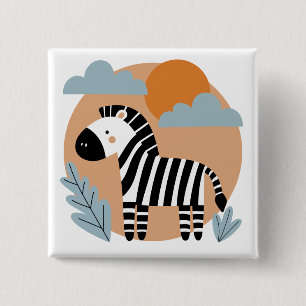Whimsical Zebra Scandinavian Influenced 15 Cm Square Badge