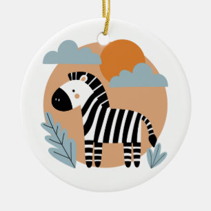 Whimsical Zebra Scandinavian Influenced Ceramic Tree Decoration