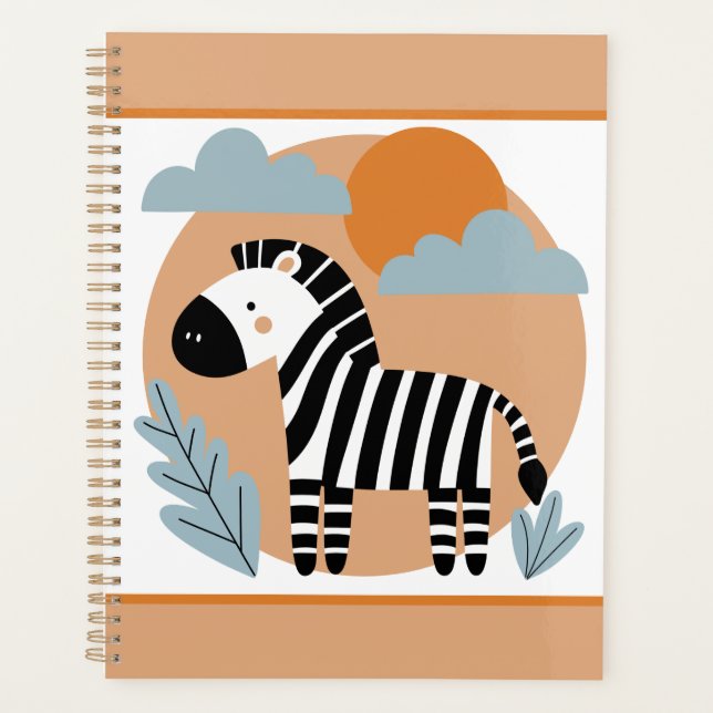 Whimsical Zebra Scandinavian Influenced Planner (Front)