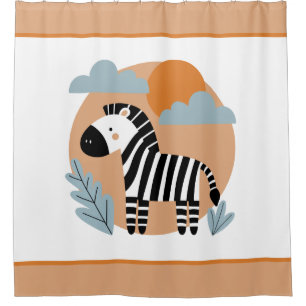 Whimsical Zebra Scandinavian Influenced Shower Curtain