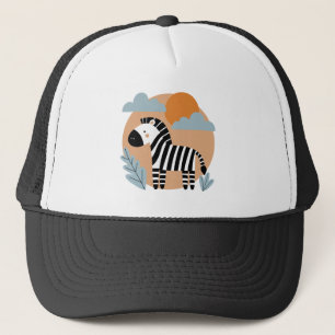 Whimsical Zebra Scandinavian Influenced Trucker Hat