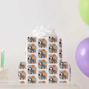 Whimsical Zebra Scandinavian Influenced Wrapping Paper