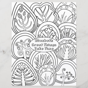 Whimsical Zen Doodle Trees Quote Name Colouring