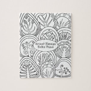 Whimsical Zen Doodle Trees Quote Relaxing Colourin Jigsaw Puzzle