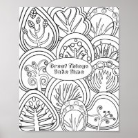 Whimsical Zen Doodle Trees Quote Relaxing Colourin