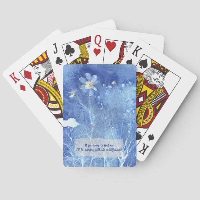 Whimsical Zen Quote Watercolor Floral Playing Cards (Back)