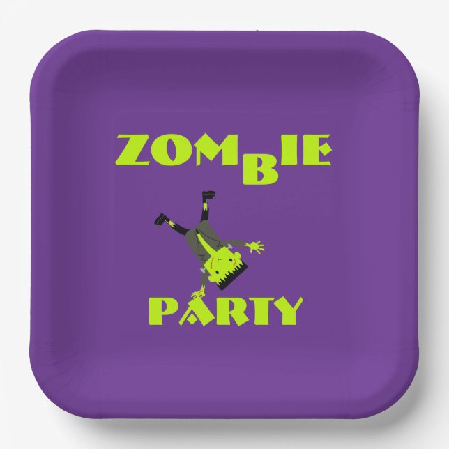 Whimsical Zombie Party Halloween Party Paper Plate (Front)