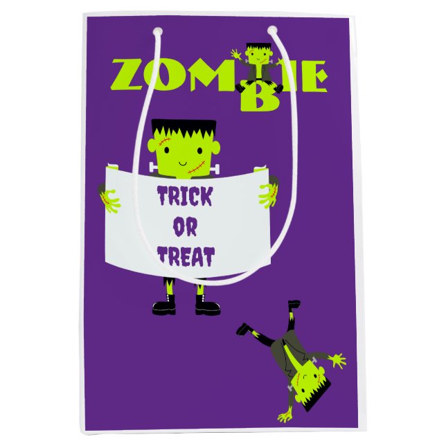 Whimsical Zombie Party Halloween Trick or Treat Medium Gift Bag (Front)