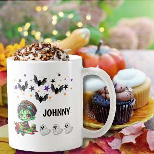 Whimsical Zombie Pilot & Aeroplane Funny Halloween Coffee Mug
