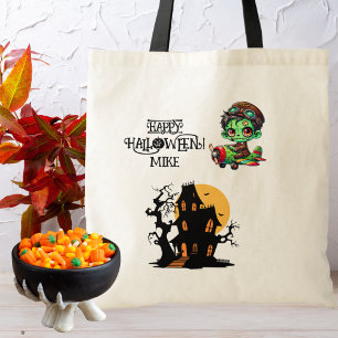 Whimsical Zombie Pilot Aeroplane Kids Halloween  Tote Bag