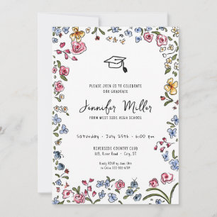 Whimsicalblooms hand drawn Graduation Party Photo  Holiday Card