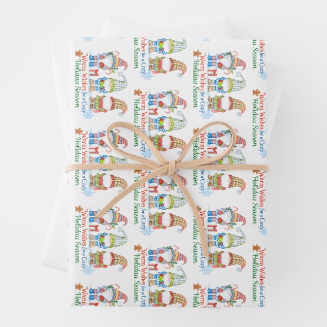 Whimsicale wishes for  cozy holiday season wrapping paper sheet (In situ)