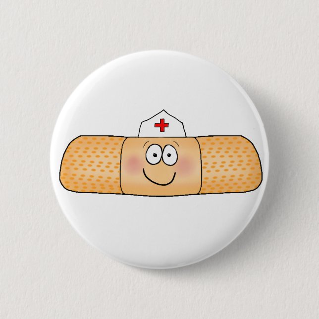 Whimsicla Band Aid Bandage with Nurse Hat Cute 6 Cm Round Badge (Front)