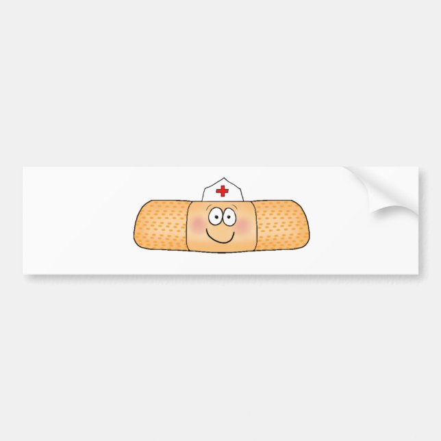 Whimsicla Band Aid Bandage with Nurse Hat Cute Bumper Sticker (Front)