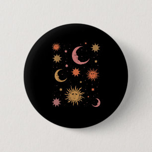 Whimsigoth Aesthetic Vintage Half Moon Sun 6 Cm Round Badge