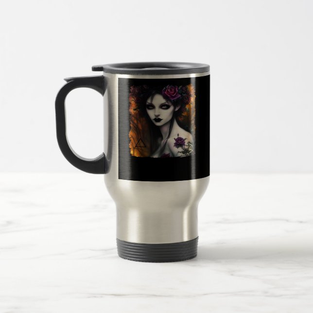 Whimsigoth – Autumn Nights & Vintage Design Travel Mug (Left)