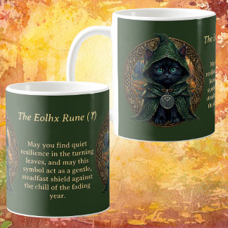 Whimsigoth Black Cat Mystical Eolhx Rune Halloween Coffee Mug