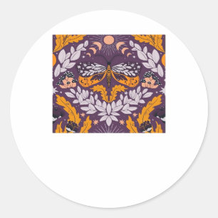 Whimsigoth Butterfly Florals - Purple, Lavender An Classic Round Sticker