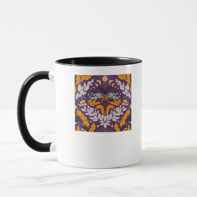 Whimsigoth Butterfly Florals - Purple, Lavender An Mug (Left)