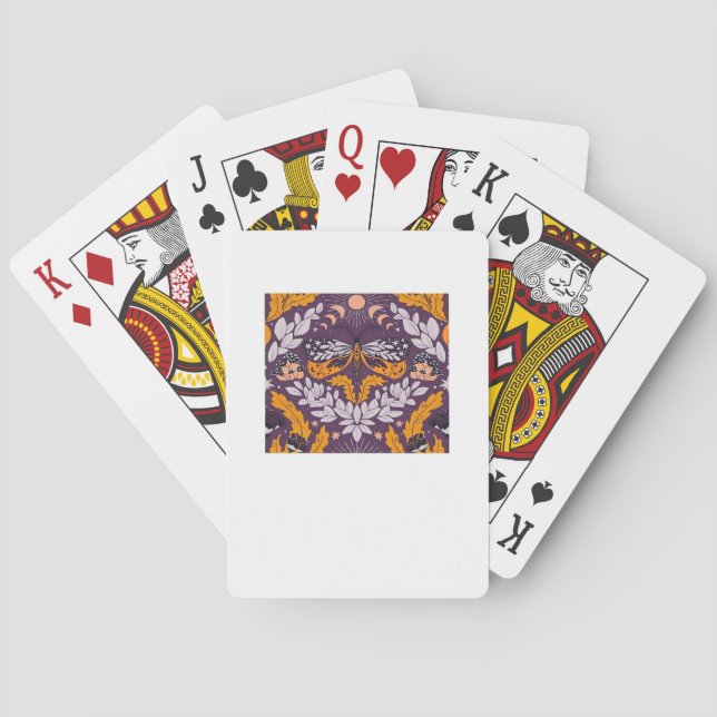 Whimsigoth Butterfly Florals - Purple, Lavender An Playing Cards (Back)