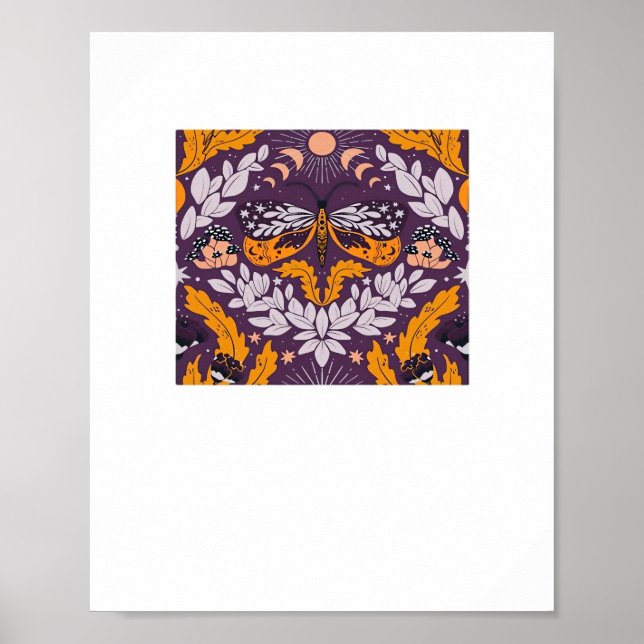 Whimsigoth Butterfly Florals - Purple, Lavender An Poster (Front)