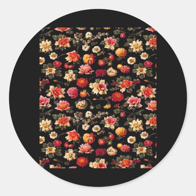 Whimsigoth Chintz Vintage Oil Painting Classic Round Sticker (Front)