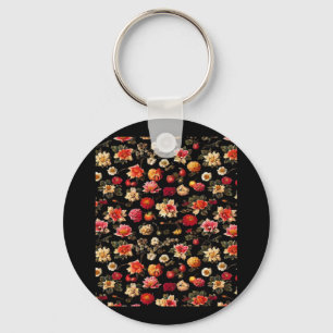 Whimsigoth Chintz Vintage Oil Painting Key Ring