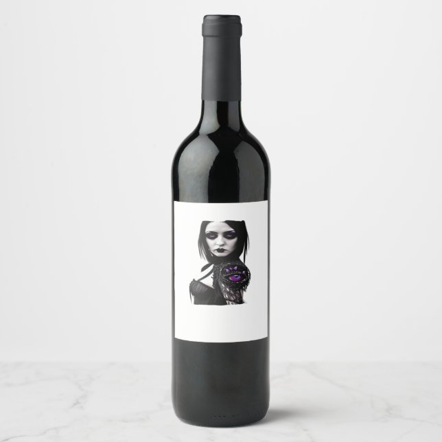 Whimsigoth Classic Design For Halloween Wine Label (Front)