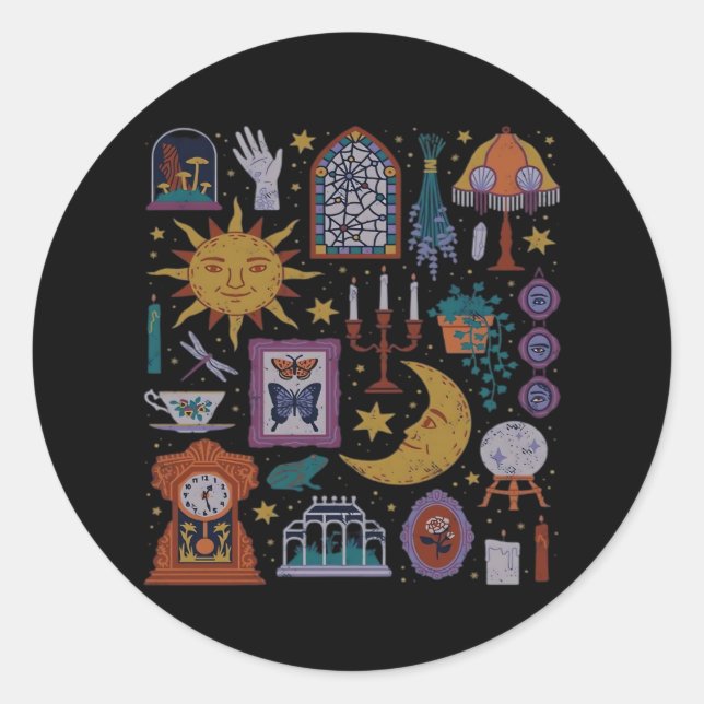 Whimsigoth Classic – Gothic Romance Autumn Aesthet Classic Round Sticker (Front)