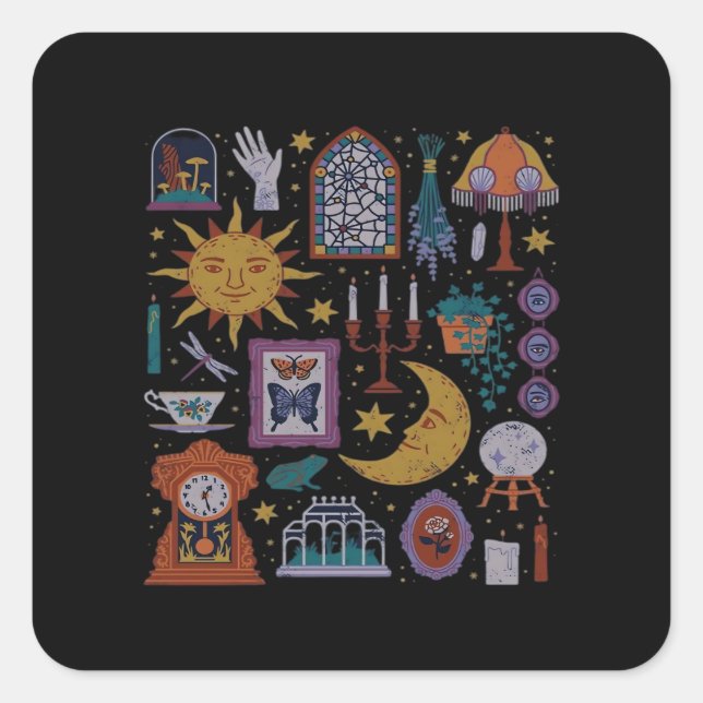 Whimsigoth Classic – Gothic Romance Autumn Aesthet Square Sticker (Front)