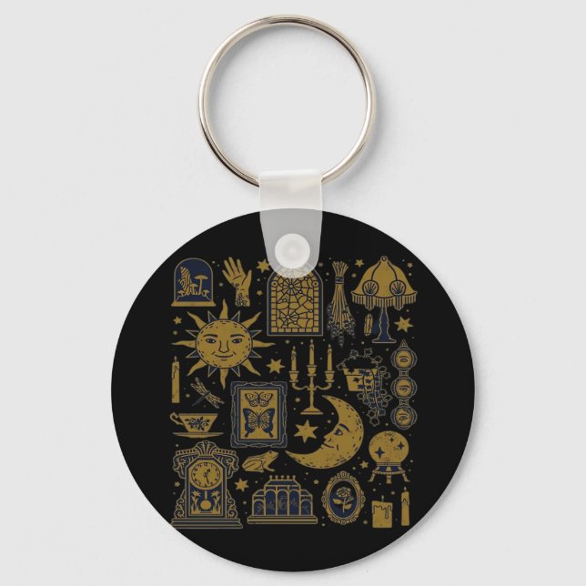 Whimsigoth Classic – Mystical Moons & Forest Key Ring (Front)