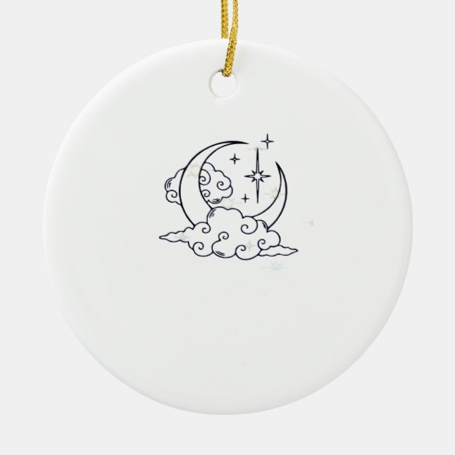 Whimsigoth Clouds Moon Witchy Classic Ceramic Tree Decoration (Front)