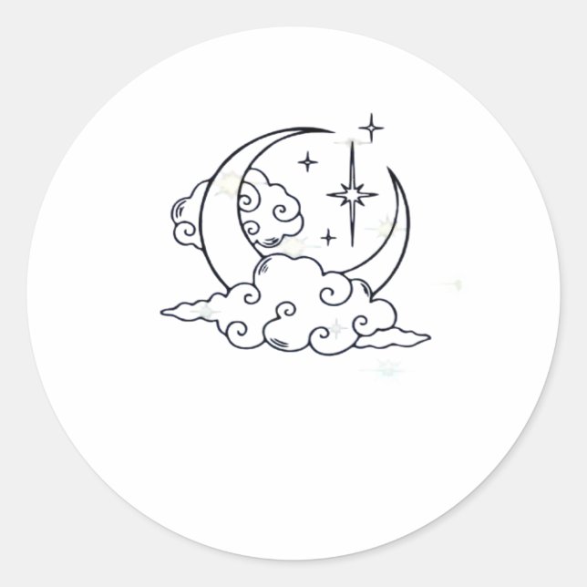 Whimsigoth Clouds Moon Witchy Classic Round Sticker (Front)