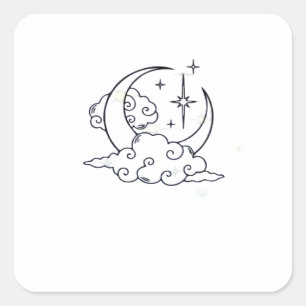 Whimsigoth Clouds Moon Witchy Classic Square Sticker