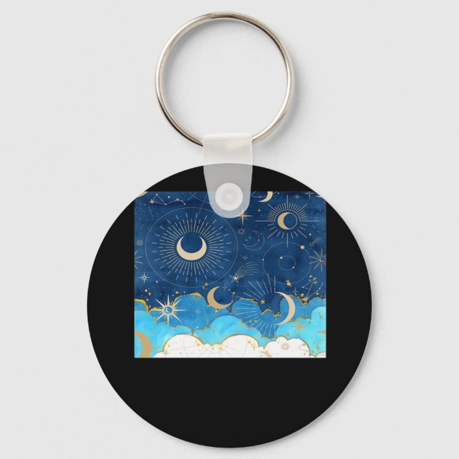 Whimsigoth Clouds Sun Moon Witchy Classic Key Ring (Front)