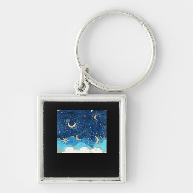 Whimsigoth Clouds Sun Moon Witchy Classic Key Ring (Front)
