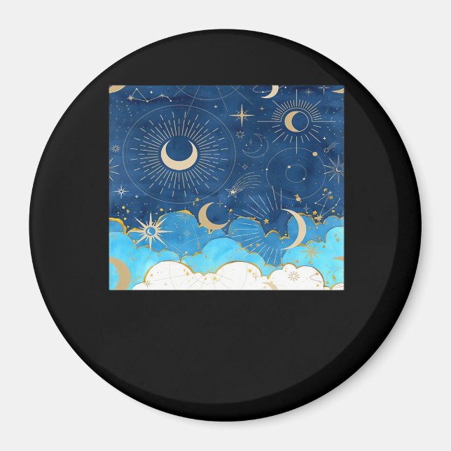 Whimsigoth Clouds Sun Moon Witchy Classic Magnet (Front)